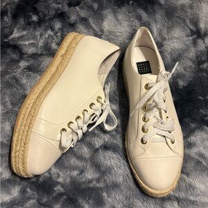 White House Black Market white Espadrille-Style Lace-Up Sneakers